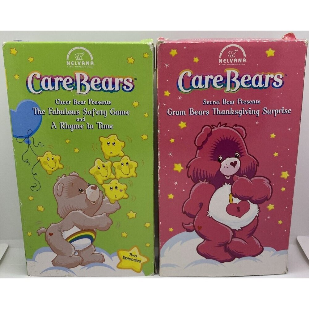 2 Care Bears VHS Fabulous Safety Game & Gram Bear Thanksgiving Surprise 2004